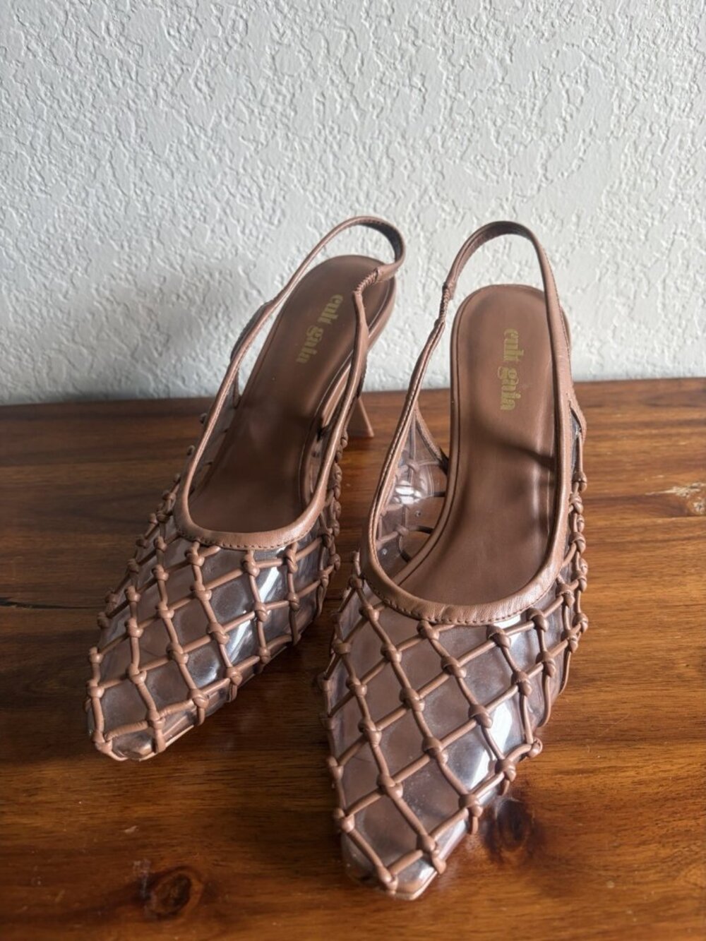 Cult Gaia Women’s Soray 75 Knotted Sling Back Architectural Heels Size 37 US 7